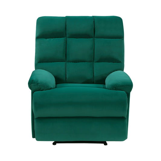 Homelegance Colin Reclining Chair in Green Velvet with Tab Pull Motion 8525GN-1