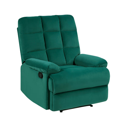 Homelegance Colin Reclining Chair in Green Velvet with Tab Pull Motion 8525GN-1