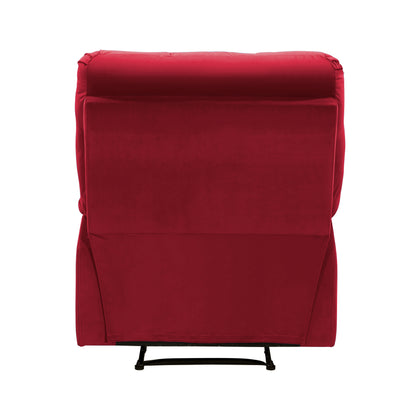 Homelegance Colin Reclining Chair in Red Velvet with Tab Pull Motion 8525RD-1