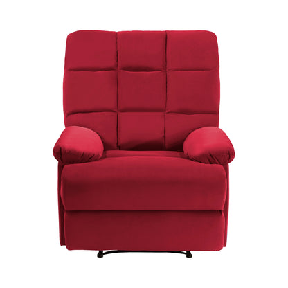 Homelegance Colin Reclining Chair in Red Velvet with Tab Pull Motion 8525RD-1