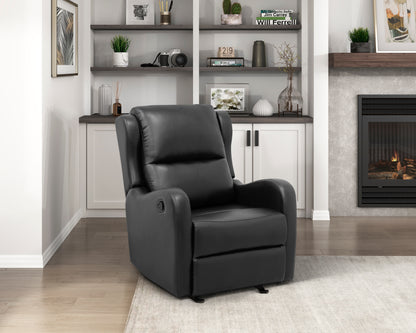 Homelegance Durant Glider Recliner Chair in Black Faux Leather 8527BLK-1GD