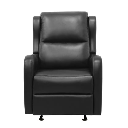 Homelegance Durant Glider Recliner Chair in Black Faux Leather 8527BLK-1GD