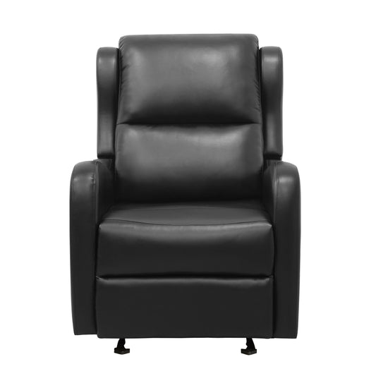 Homelegance Durant Glider Recliner Chair in Black Faux Leather 8527BLK-1GD