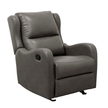 Homelegance Durant Glider Recliner Chair in Gray Faux Leather 8527GRY-1GD