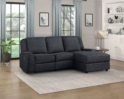 Homelegance Monterey 2-Piece Reclining Sectional Sofa in Rich Ebony Chenille 8530EB-SC