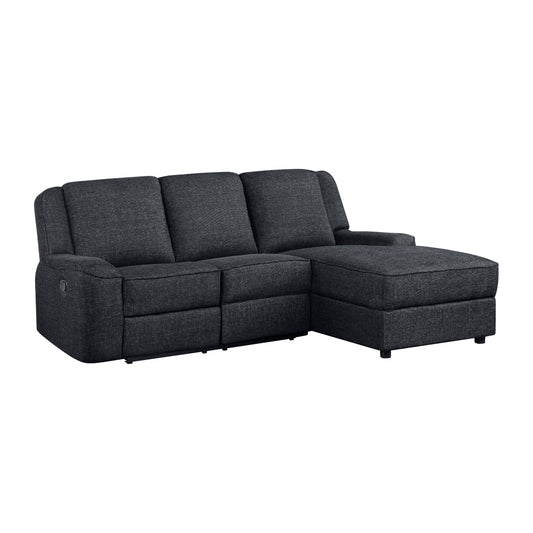 Homelegance Monterey 2-Piece Reclining Sectional Sofa in Rich Ebony Chenille 8530EB-SC