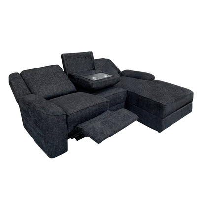 Homelegance Monterey 2-Piece Reclining Sectional Sofa in Rich Ebony Chenille 8530EB-SC