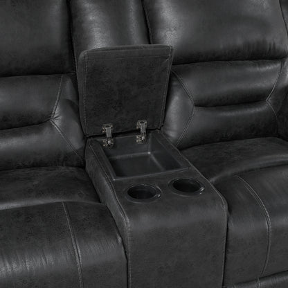 Homelegance Hazen Loveseat Reclining in Black 8538BK-2