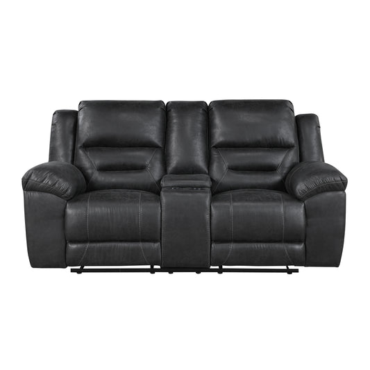 Homelegance Hazen Loveseat Reclining in Black 8538BK-2