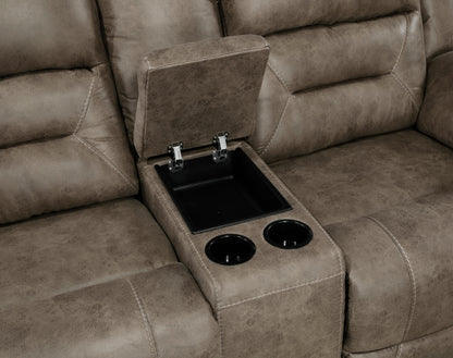 Homelegance Hazen Brown Reclining Loveseat with Center Console 8538BR-2