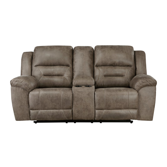 Homelegance Hazen Brown Reclining Loveseat with Center Console 8538BR-2