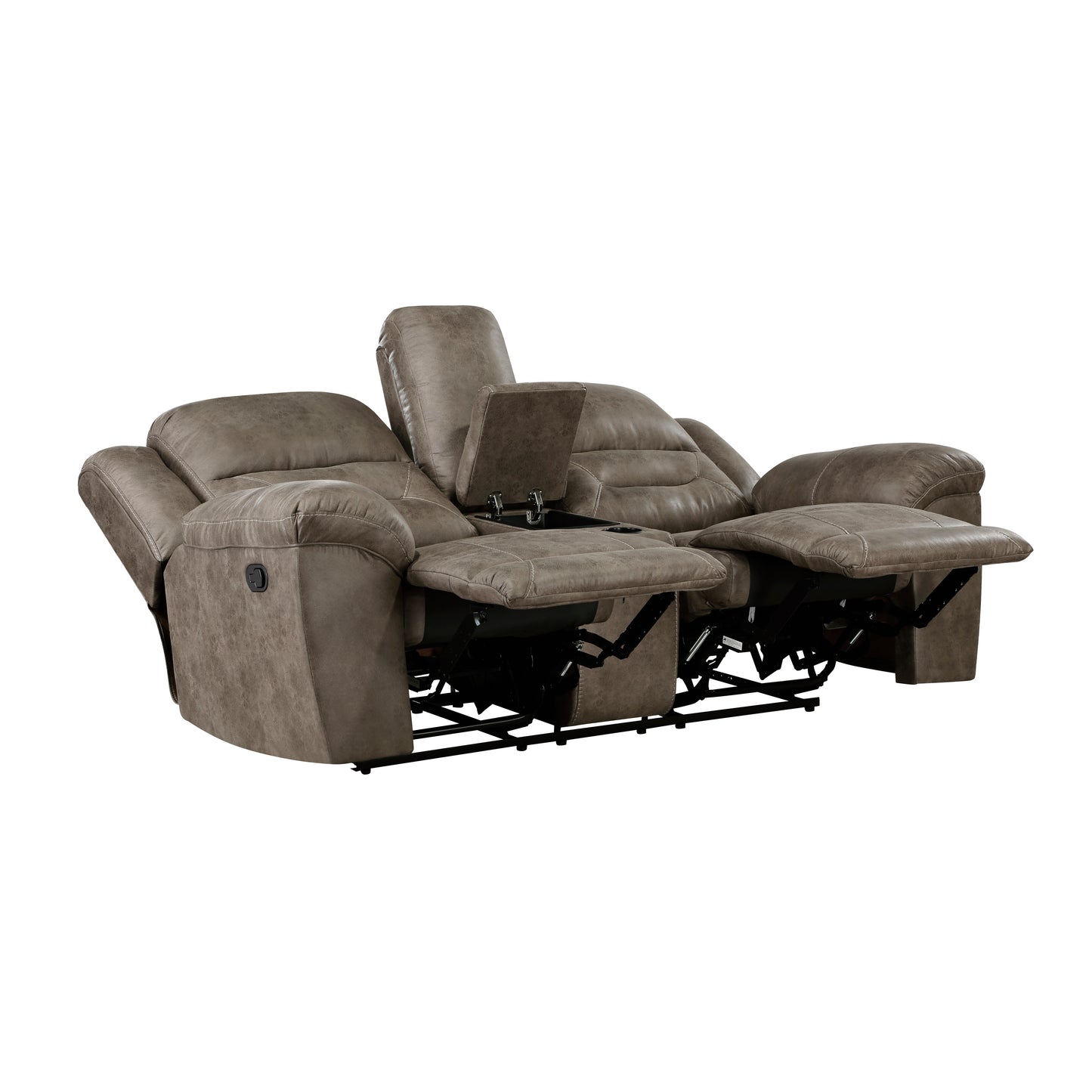 Homelegance Hazen Brown Reclining Loveseat with Center Console 8538BR-2