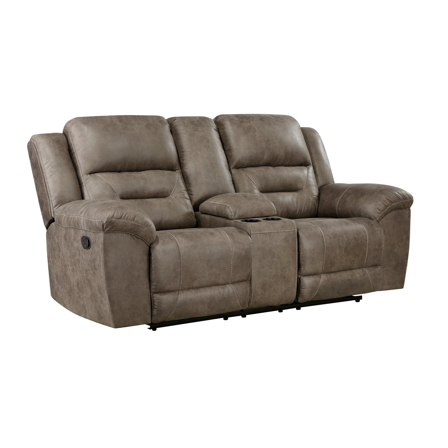 Homelegance Hazen Brown Reclining Loveseat with Center Console 8538BR-2