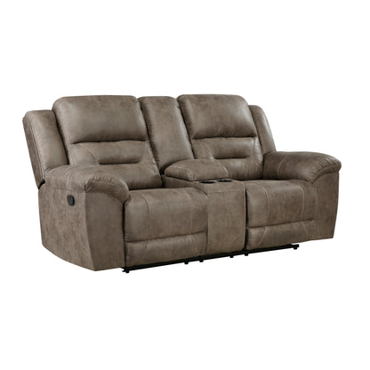Homelegance Hazen Brown Reclining Loveseat with Center Console 8538BR-2
