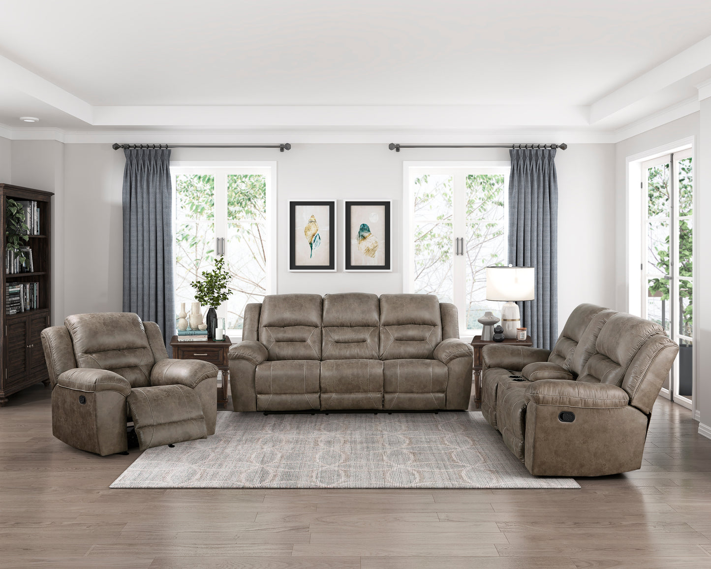Homelegance Hazen Reclining Chair Rocker Recliner in Brown 8538BR-1