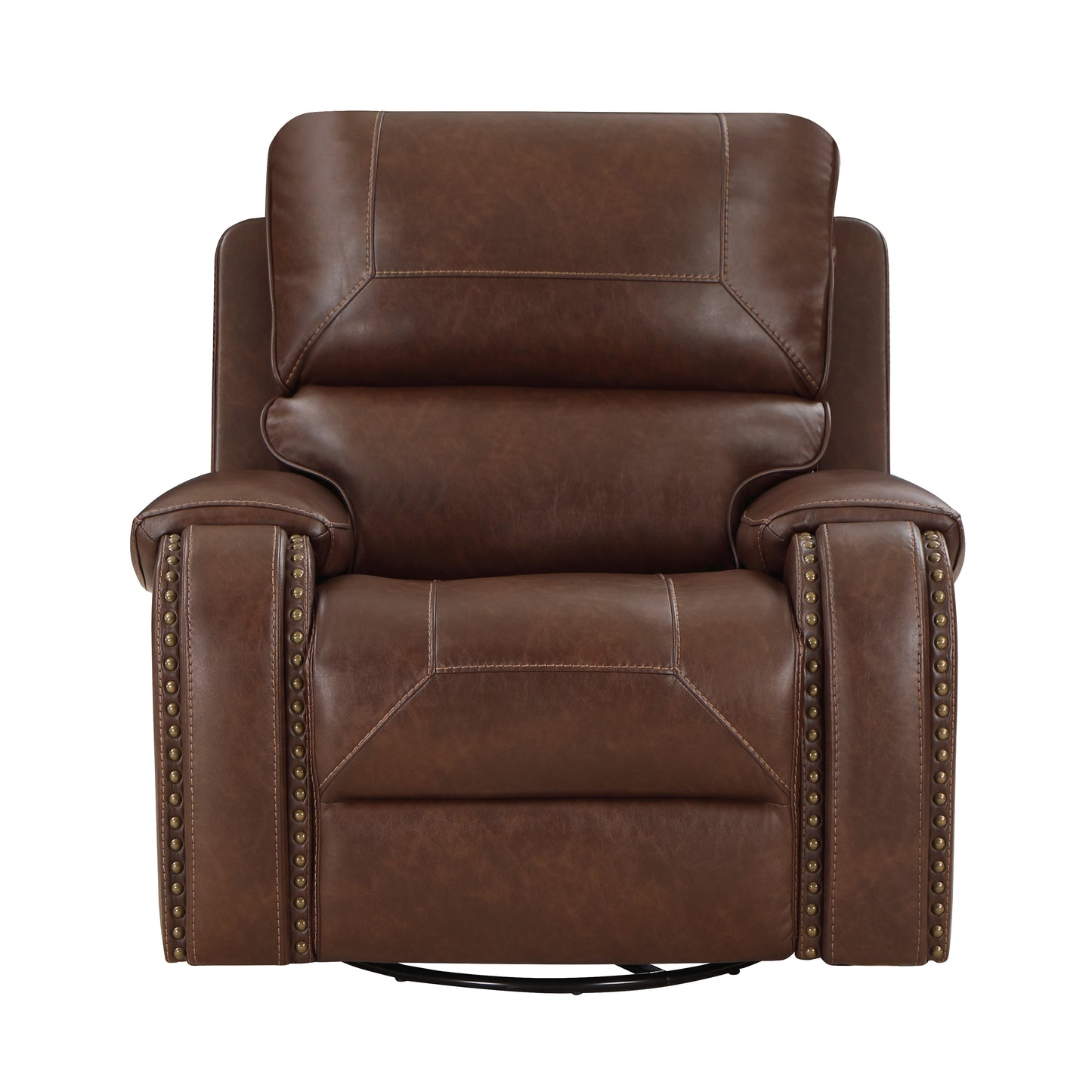 Homelegance Newnan Swivel Glider Reclining Chair in Brown Faux Leather 8549BRW-1