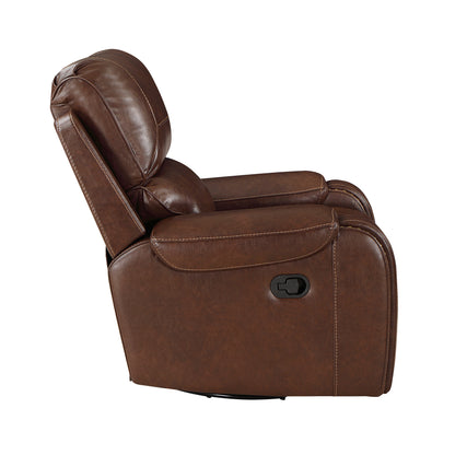 Homelegance Newnan Swivel Glider Reclining Chair in Brown Faux Leather 8549BRW-1