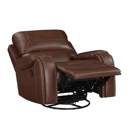 Homelegance Newnan Swivel Glider Reclining Chair in Brown Faux Leather 8549BRW-1