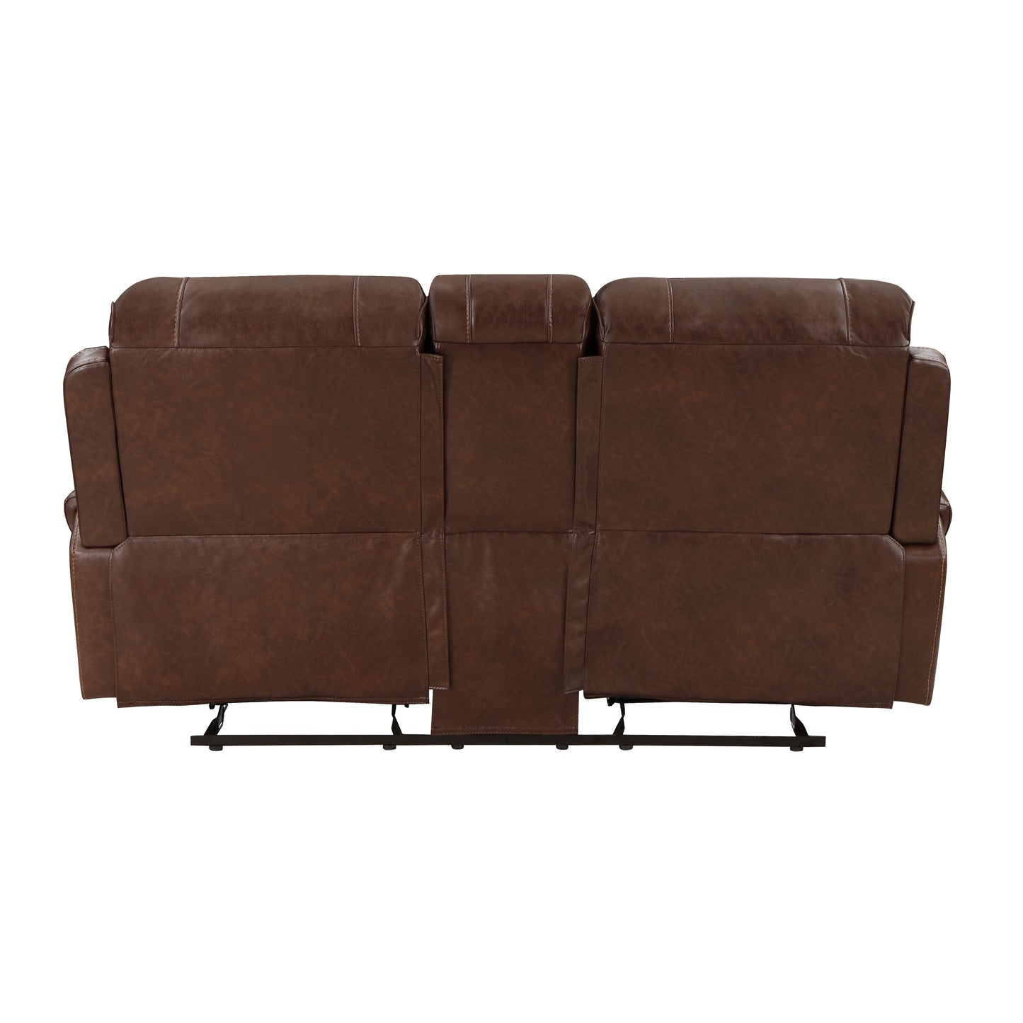 Homelegance Newnan Brown Glider Reclining Loveseat with Center Console 8549BRW-2