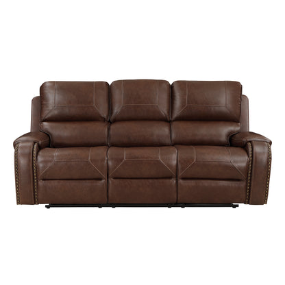 Homelegance Newnan Brown Faux Leather Dual Reclining Sectional Sofa 8549BRW-3