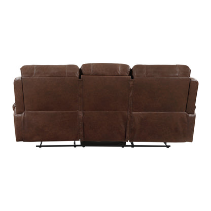 Homelegance Newnan Brown Faux Leather Dual Reclining Sectional Sofa 8549BRW-3