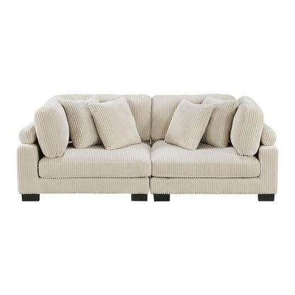 Homelegance Traverse Loveseat in Beige Corduroy with Adjustable Back 8555BE-2