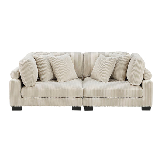 Homelegance Traverse Loveseat in Beige Corduroy with Adjustable Back 8555BE-2