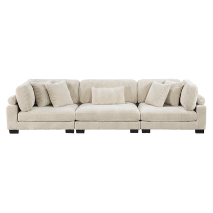 Homelegance Traverse Sectional Sofa in Luxurious Beige Corduroy 8555BE-3