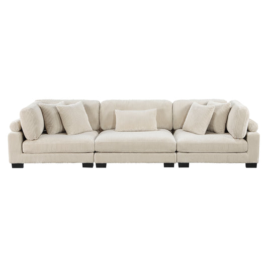 Homelegance Traverse Sofa Beige Corduroy Upholstery Adjustable Back 8555BE-3