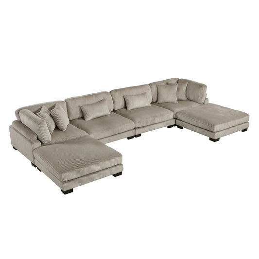 Homelegance Traverse Sectional Sofa in Gray with Ottoman 8555GB-2CR2AC2OT
