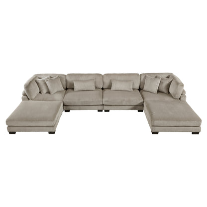 Homelegance Traverse Sectional Sofa in Gray with Ottoman 8555GB-2CR2AC2OT
