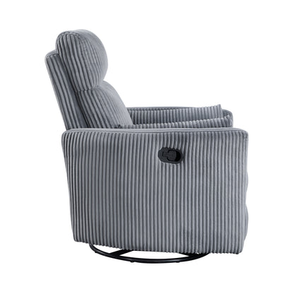 Homelegance Traverse Swivel Glider Reclining Chair in Gray Corduroy 8555GY-1SW