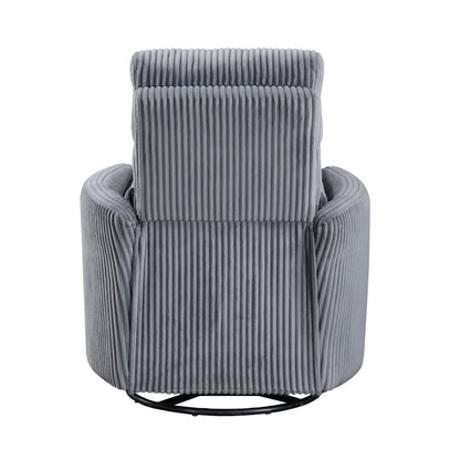 Homelegance Traverse Swivel Glider Reclining Chair in Gray Corduroy 8555GY-1SW