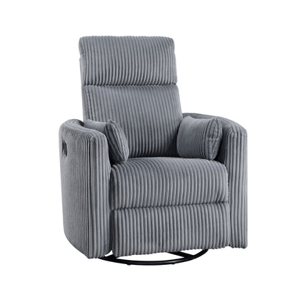 Homelegance Traverse Swivel Glider Reclining Chair in Gray Corduroy 8555GY-1SW