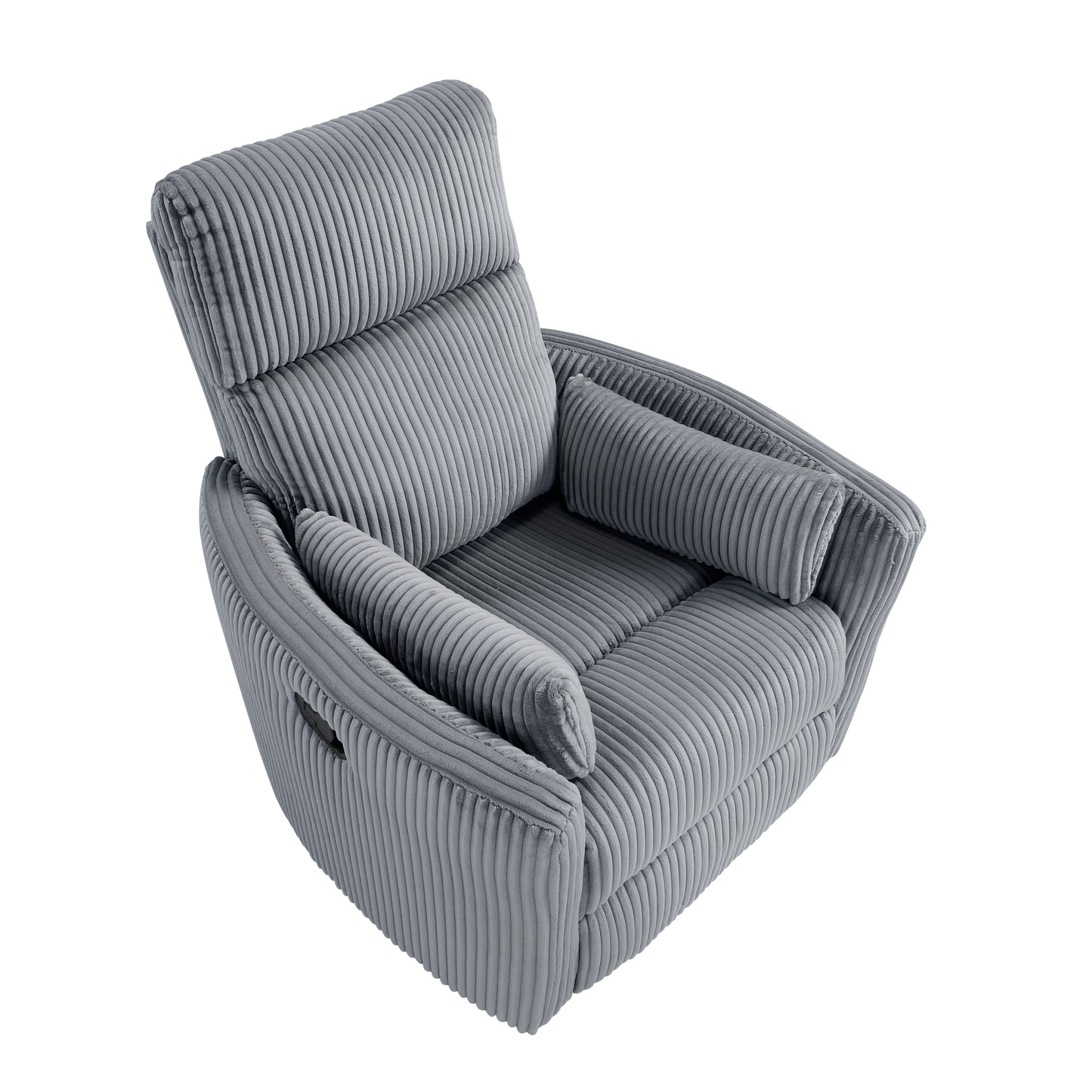 Homelegance Traverse Swivel Glider Reclining Chair in Gray Corduroy 8555GY-1SW