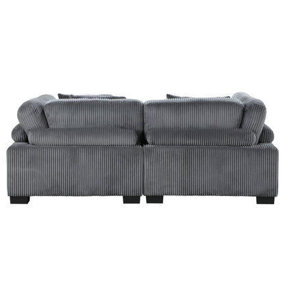 Homelegance Traverse Loveseat in Gray Corduroy with Adjustable Back 8555GY-2