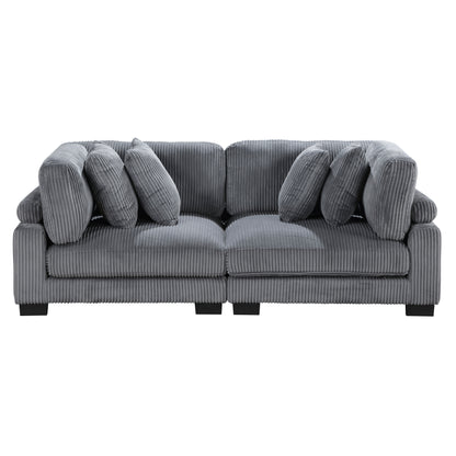 Homelegance Traverse Loveseat in Gray Corduroy with Adjustable Back 8555GY-2