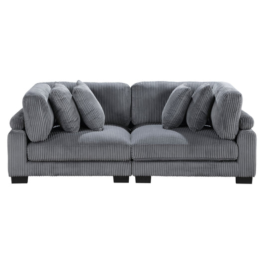 Homelegance Traverse Loveseat in Gray Corduroy with Adjustable Back 8555GY-2