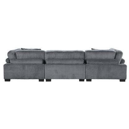 Homelegance Traverse Gray Corduroy Sectional Sofa 8555GY-3