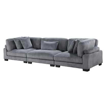 Homelegance Traverse Gray Corduroy Sectional Sofa 8555GY-3