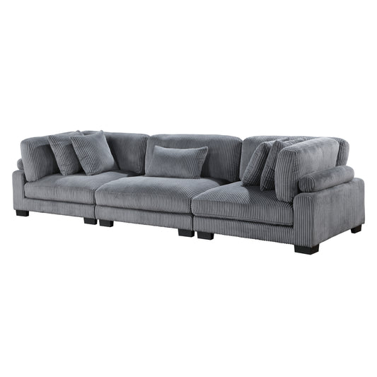 Homelegance Traverse Gray Corduroy Sectional Sofa 8555GY-3