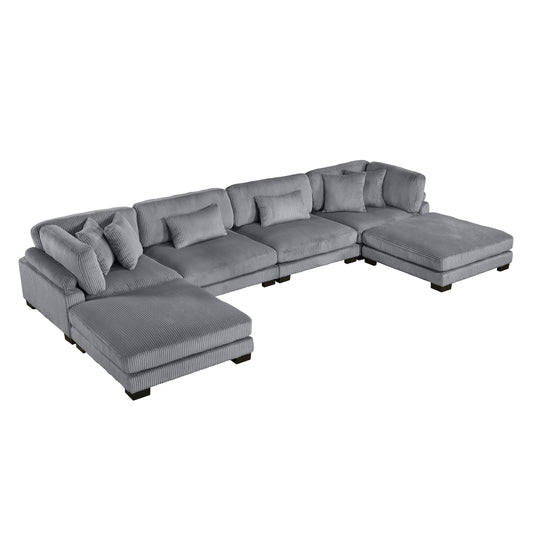 Homelegance Traverse Sectional Sofa in Gray with Accent Pillows 8555GY-2CR2AC2OT