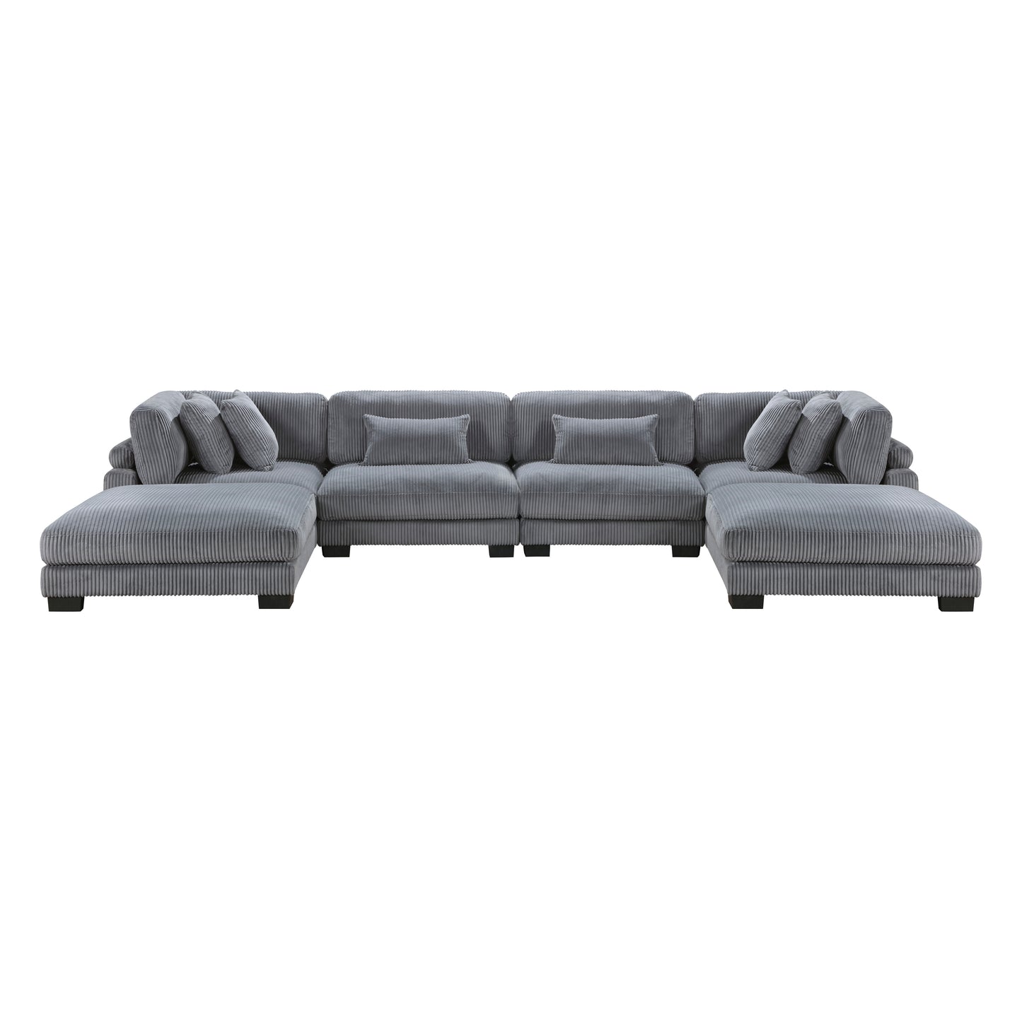 Homelegance Traverse Sectional Sofa in Gray with Accent Pillows 8555GY-2CR2AC2OT