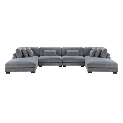 Homelegance Traverse Sectional Sofa in Gray with Accent Pillows 8555GY-2CR2AC2OT