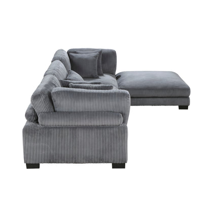 Homelegance Traverse Modular Sectional Sofa in Soft Gray Corduroy 8555GY-4OT