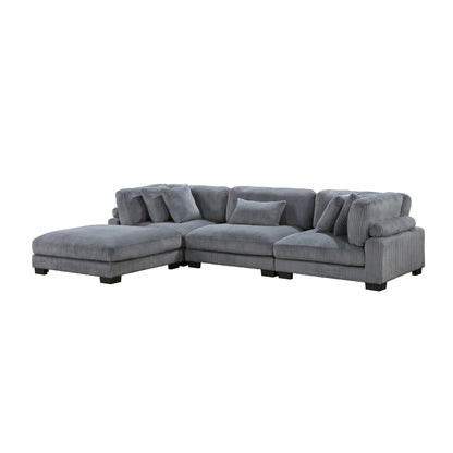 Homelegance Traverse Modular Sectional Sofa in Soft Gray Corduroy 8555GY-4OT