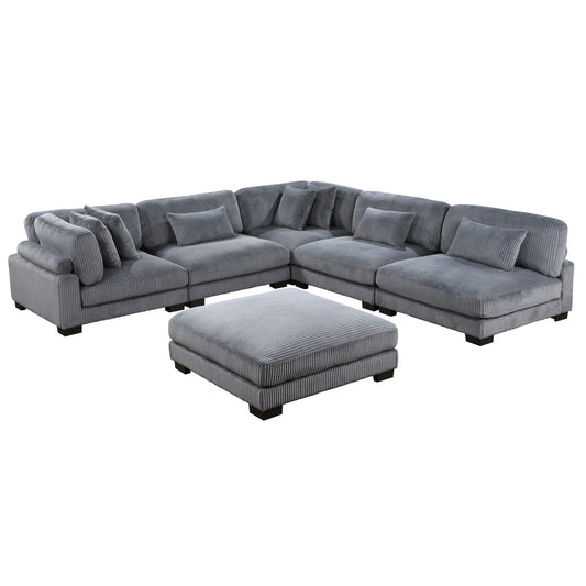 Homelegance Traverse Sectional Sofa in Gray 8555GY-6OT
