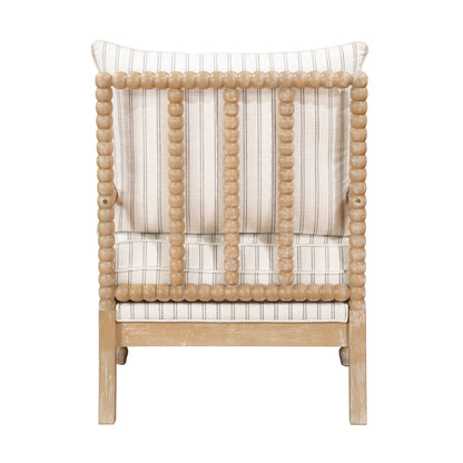 Homelegance Hampstead Accent Chair in White and Gray Stripe Fabric 8557-1SS