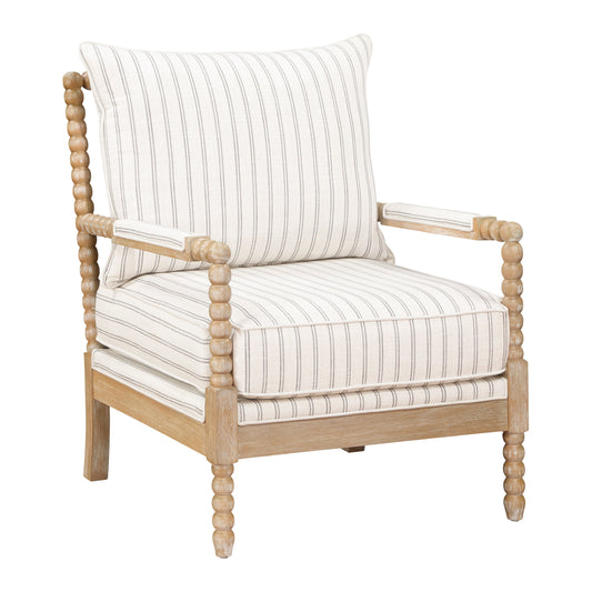 Homelegance Hampstead Accent Chair in White and Gray Stripe Fabric 8557-1SS