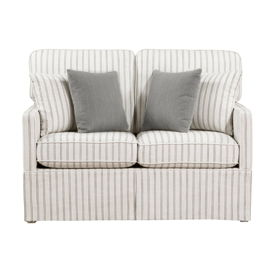Homelegance Hampstead Loveseat in White and Gray Stripe 8557-2